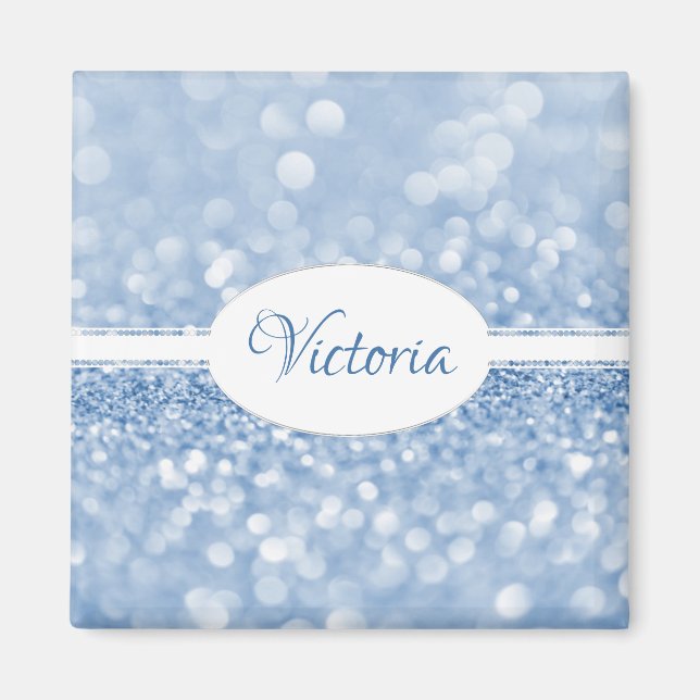 Parties scintillant bleue Magnet personnalisé (Devant)