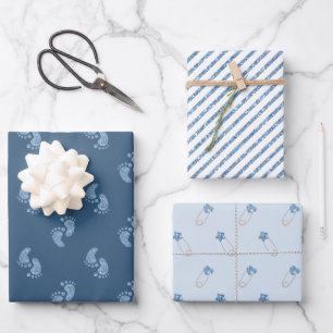 Parties scintillant bleue Papier d'enveloppement B