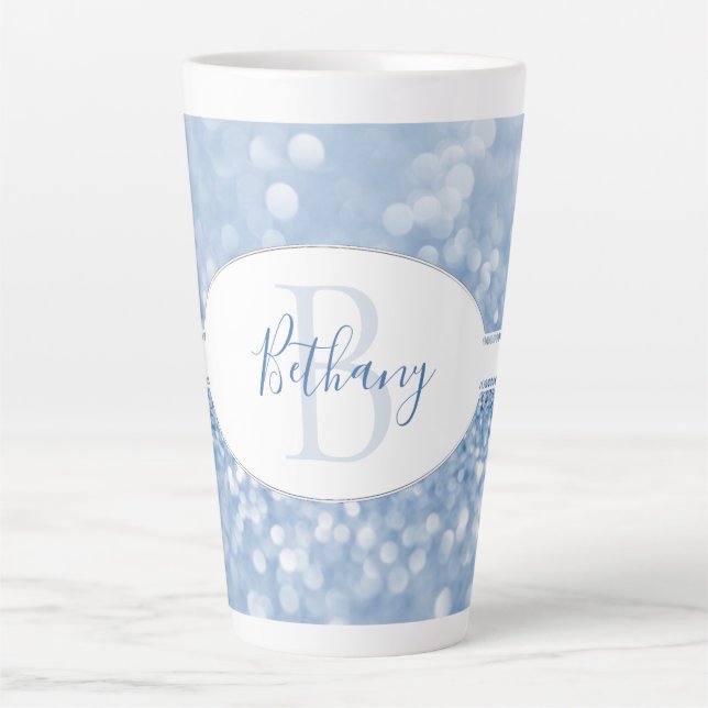 Parties scintillant bleue Personnaliser Latte Mug (Devant)
