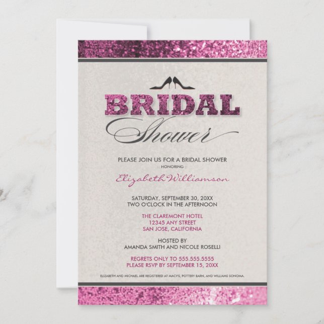 Parties scintillant Bling Bridal Shower Invitation (Devant)