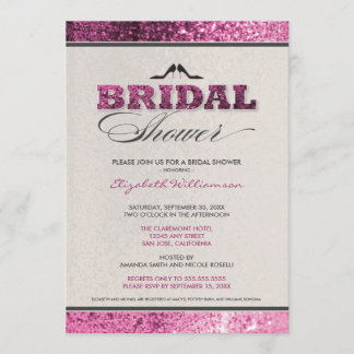 Parties scintillant Bling Bridal Shower Invitation