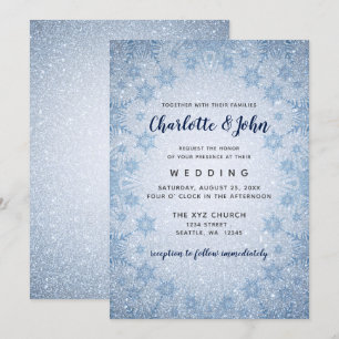 Parties scintillant Blue Snowflakes invitation de