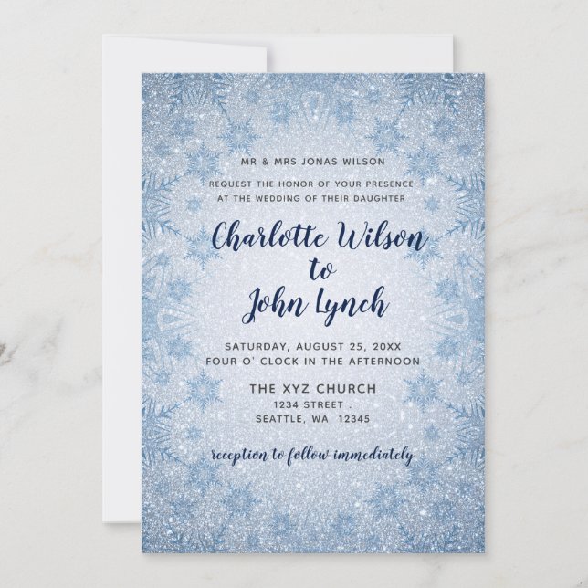 Parties scintillant Blue Snowflakes invitation de  (Devant)