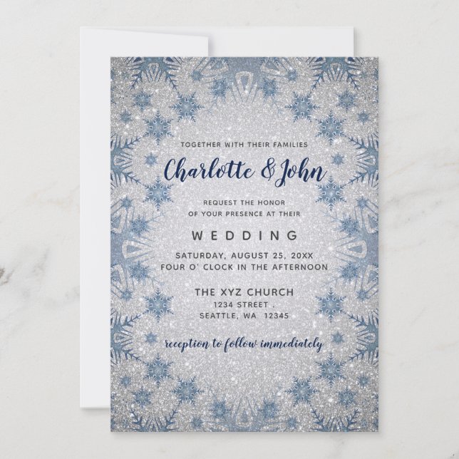 Parties scintillant Blue Snowflakes invitation de  (Devant)