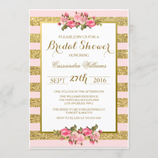 Parties scintillant blush et Gold - Invitation à l