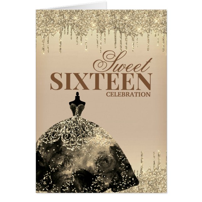 Parties scintillant Brown or Sweet 16 Invitation d (Devant)