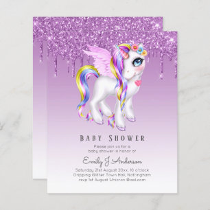 PARTIES SCINTILLANT BUDGET Invitation Unicorn Baby
