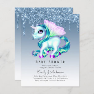 PARTIES SCINTILLANT BUDGET Invitation Unicorn Baby