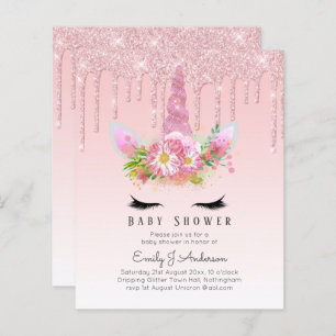 PARTIES SCINTILLANT BUDGET Invitation Unicorn Baby