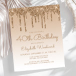 Parties scintillant budgétaire goutte d'or 40e ann<br><div class="desc">Cette invitation branchée de 40e anniversaire présente une bordure brillante or faux goutte de parties scintillant et un arrière - plan sombre. Les mots "40e anniversaire" et le nom de l'invité d'honneur apparaissent en écriture manuscrite en or décontracté, avec le reste du texte personnalisable en or sans serif. La même...</div>