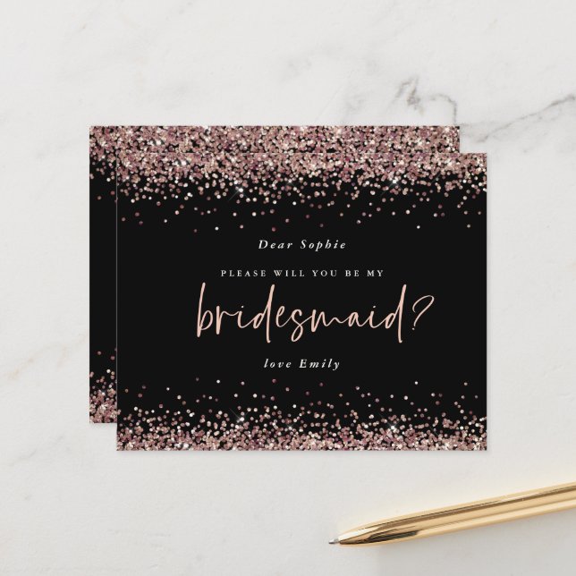 Parties scintillant budgétaire Rose Gold Bridesmai (Devant/Arrière en situation)