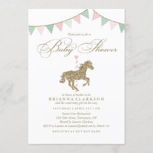 Parties scintillant Carrousel Cheval   Invitation 