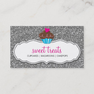 parties scintillant carte de visite en argent rose