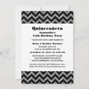 Parties scintillant Chevron Argent Invitation du P