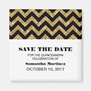 Parties scintillant Chevron Or Quinceañera Magnet