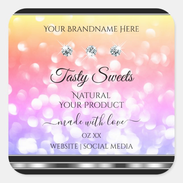 Parties scintillant colorée chatoyante Étiquettes  (Devant)