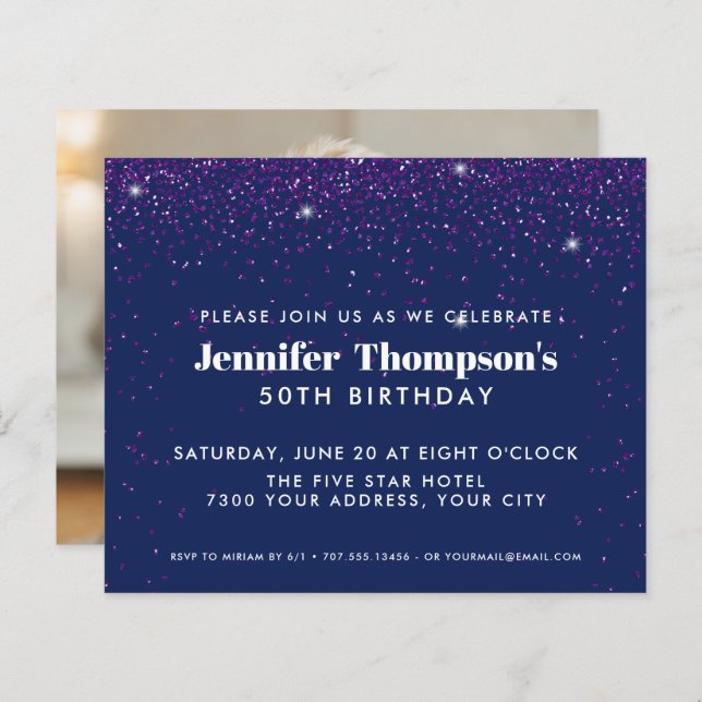 Parties scintillant Confetti violet bleu 50e anniv (Devant / Derrière)