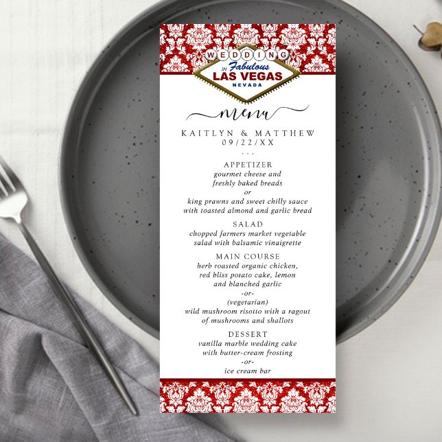 Parties scintillant Damask Las Vegas Mariage Menu (Créateur téléchargé)