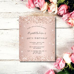 Parties scintillant d'anniversaire budget blush ro<br><div class="desc">Pour une soirée élégante de 40ème anniversaire (ou tout âge). Un arrière - plan rose à l'apparence métallique. Décoré avec parties scintillant en faux or rose. Personnalisez et ajoutez un nom et des détails du parti. Le nom est écrit avec un script de style écrit à la main. Retour :...</div>
