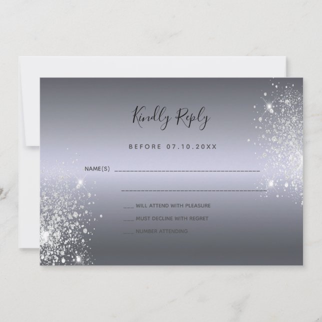 Parties scintillant d'argent élégant mariage RSVP (Devant)