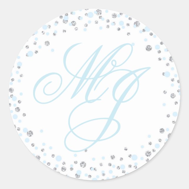 Parties scintillant d'argent et Étiquette Monogram (Devant)