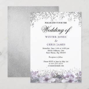 Parties scintillant d'argent Faire-part de mariage