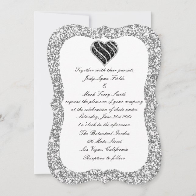 Parties scintillant d'argent Faire-part de mariage (Devant)
