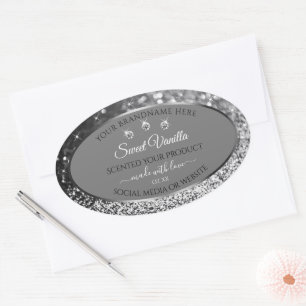 Parties scintillant d'argent Glam Grey Étiquettes