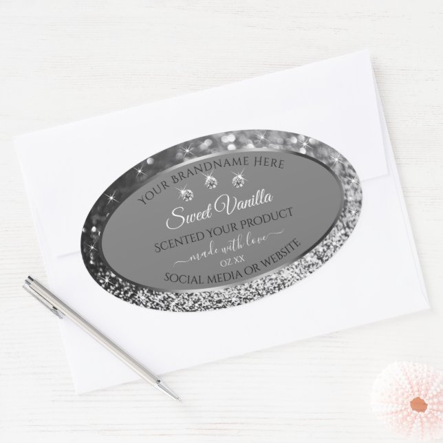 Parties scintillant d'argent Glam Grey Étiquettes  (Enveloppe)