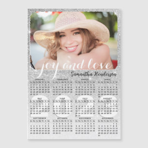 Parties scintillant d'argent magnétique du calendr