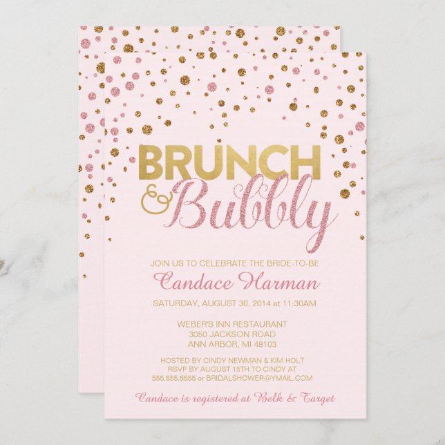 Parties scintillant de Brunch & Bubbly Invitation  (Devant / Derrière)