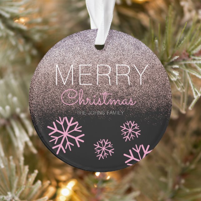 Parties scintillant de Noël Pink Snowflakes Noir (Arbre)