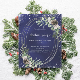 Parties scintillant de pin de cône bleu invitation