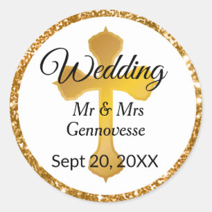 Parties scintillant des Stickers Favor Cross Weddi