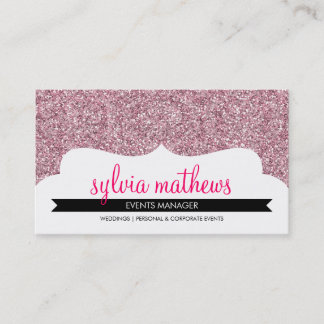parties scintillant design carte de visite rose pâ