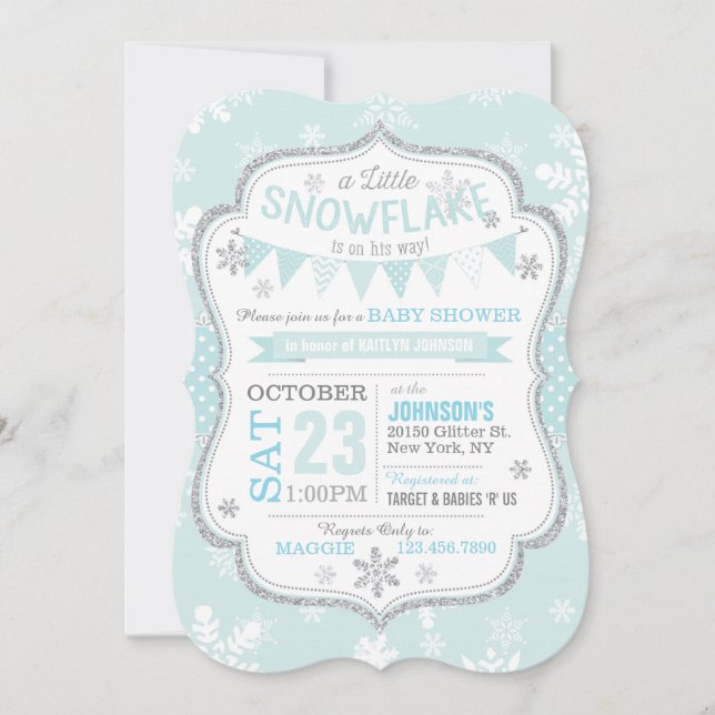 Parties scintillant d'hiver Snowflake Invitations  (Devant)