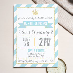 Parties scintillant d'or bleu Prince Invitation d'