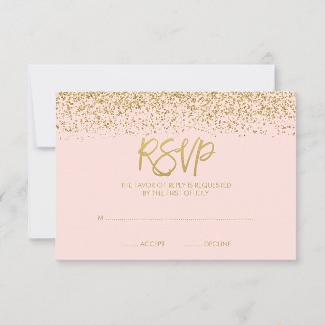 Parties scintillant d'or Blush Rose moderne RSVP (Devant)