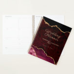 Parties scintillant d'or Bourgogne Wedding planner<br><div class="desc">Burgundy Agate Gold Parties scintillant design facile à personnaliser avec les noms du couple et la date du mariage.</div>