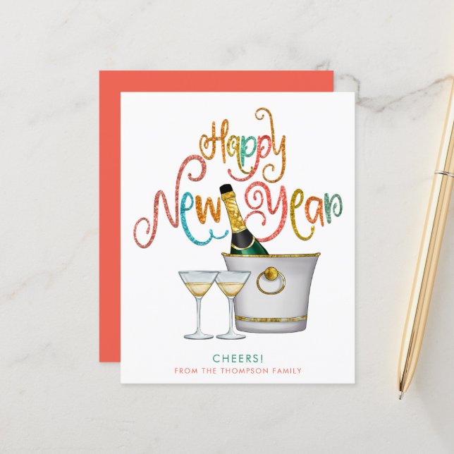 PARTIES SCINTILLANT d'or BUDGET Champagne Bonne an (Devant/Arrière en situation)