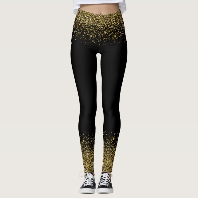 Parties scintillant d'or Confetti Look Leggings (Devant)