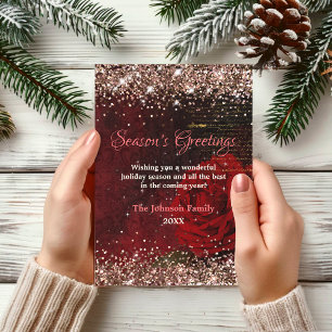 Parties scintillant d'or de fleur rouge chic Noël 