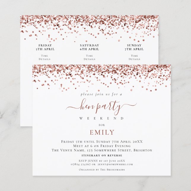 Parties scintillant d'or du Rose budgétaire Hen Do (Devant / Derrière)