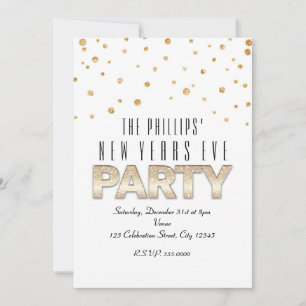 Parties scintillant d'or et Confetti Invitations d