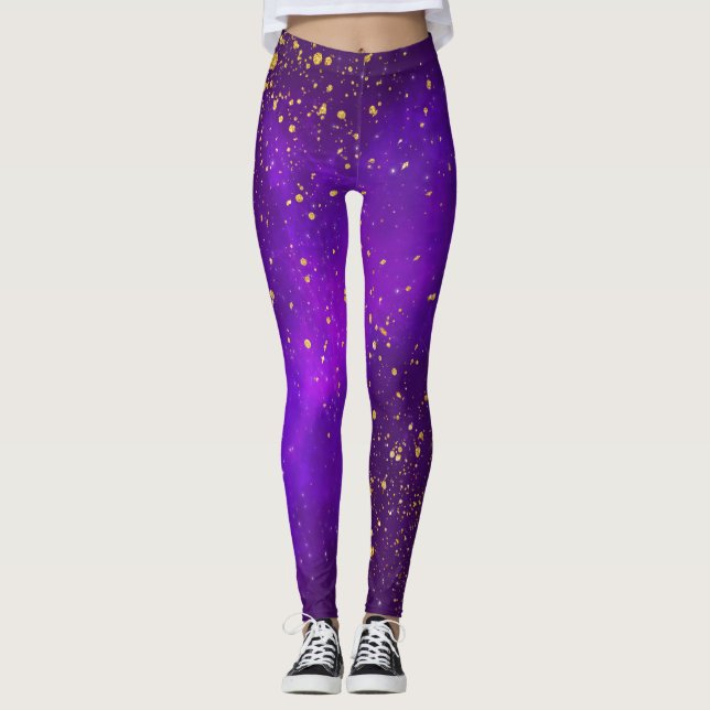 Parties scintillant d'or et Leggings de galaxie vi (Devant)