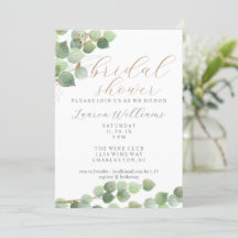 Parties scintillant d'or Eucalyptus Invitation de
