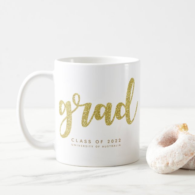 Parties scintillant d'or Faux simple Grad Mug (Avec donut)