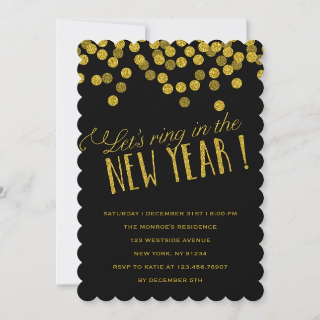 Parties scintillant d'or Fête Invitation (Devant)