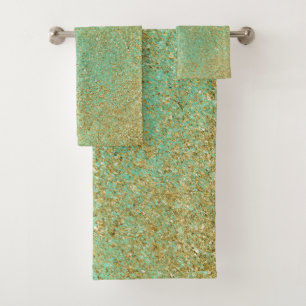 Parties scintillant d'or Flecks Turquoise Aqua Gla