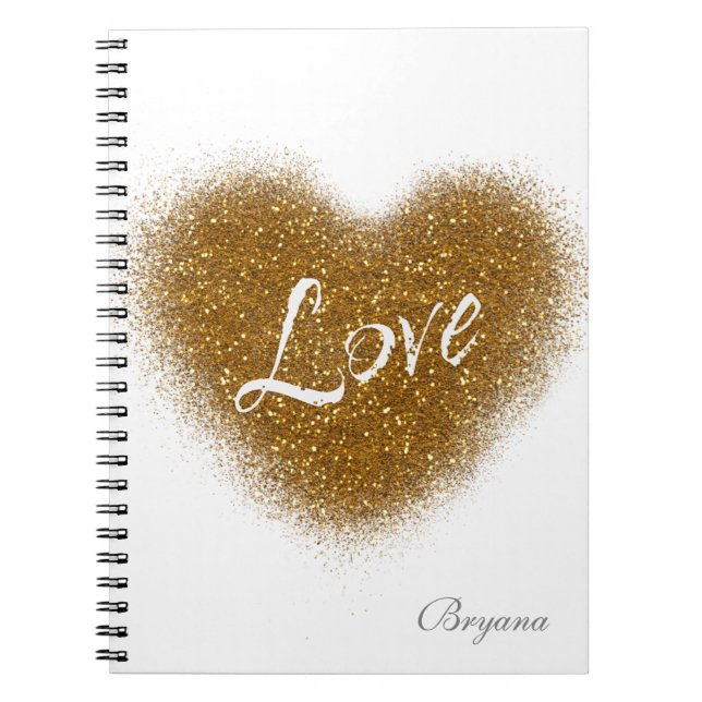 Parties scintillant d'or LOVE Heart Glamor Carnet  (Devant)
